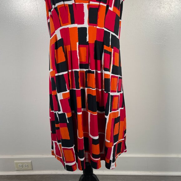 Calvin Klein Multicolor Scoop Neck Geometric Print Sleeveless Midi Dress Size 14 - Picture 6 of 16